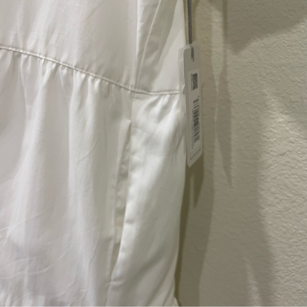 NWT Brochu Walker Havana Mini Dress White Tiered Puff Sleeve Button Front Large - Picture 11 of 16